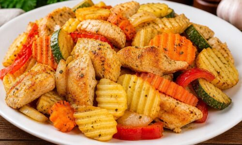 Juicy Baked Chicken Breast with Crinkle-Cut Vegetables | Easy Dinner Recipe