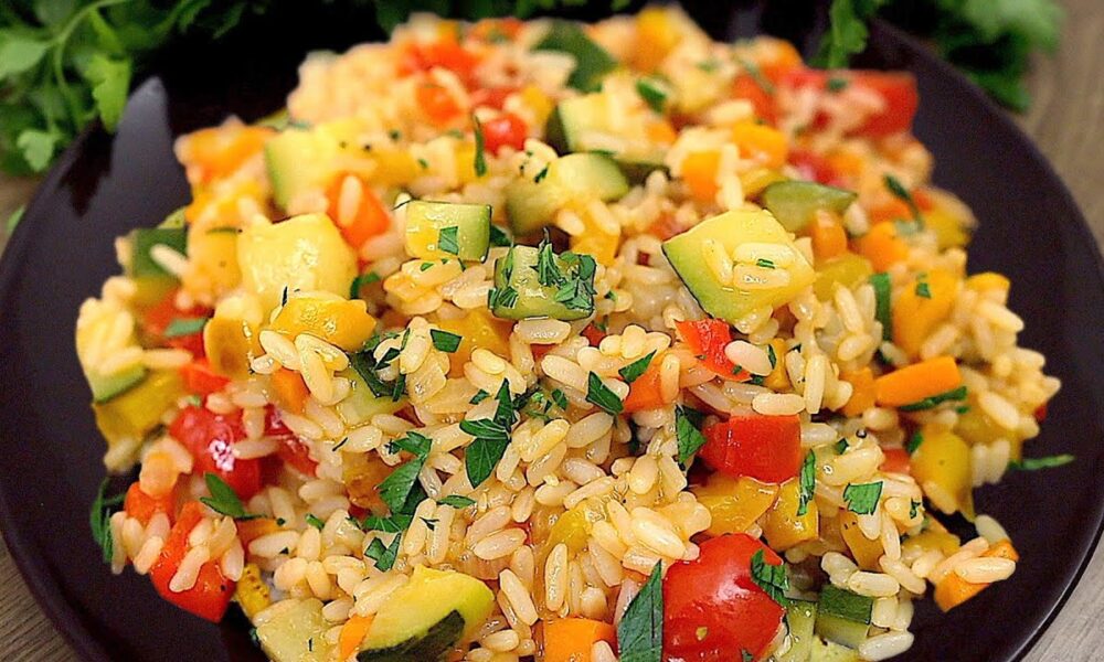 Rezept für Reis mit Gemüse in der Pfanne! Einfach und lecker!