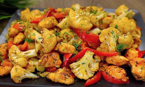 Blumenkohl mit Hähnchenbrust im Ofen! Sehr einfaches und leckeres Rezept!