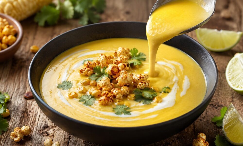 Creamy Vegan Corn Soup with Coconut Milk, This Topping Will Surprise Everyone!