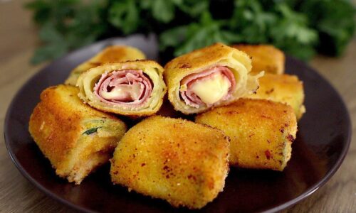 Ein einfaches und leckeres Rezept für Zucchiniröllchen. Köstliches Abendessen!